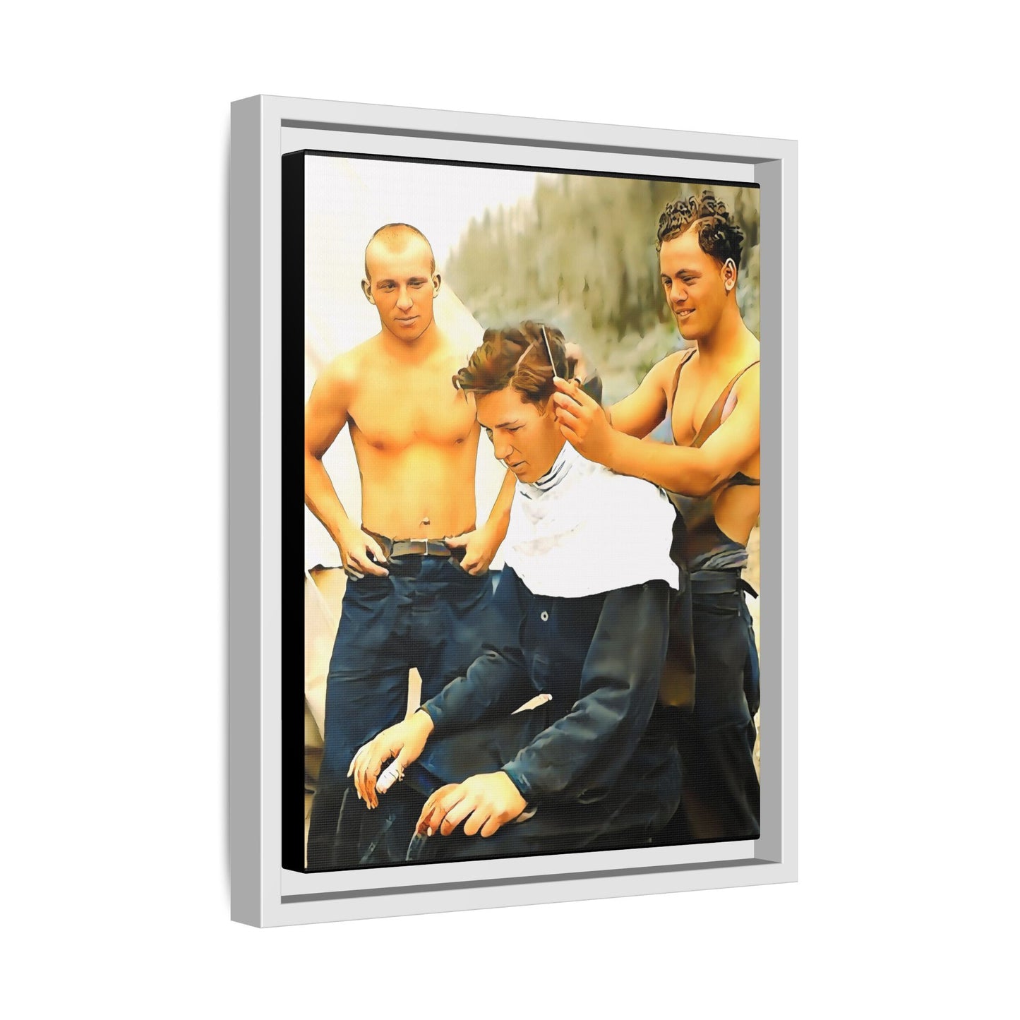 hommes 008 | Framed Vintage Photo - Matte Canvas