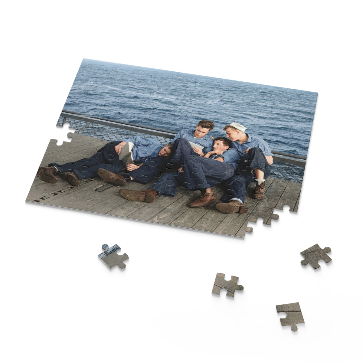 Sailors Reading aboard USS Lexington Jigsaw Puzzle | LGBTQ+ Heritage | hommes 025