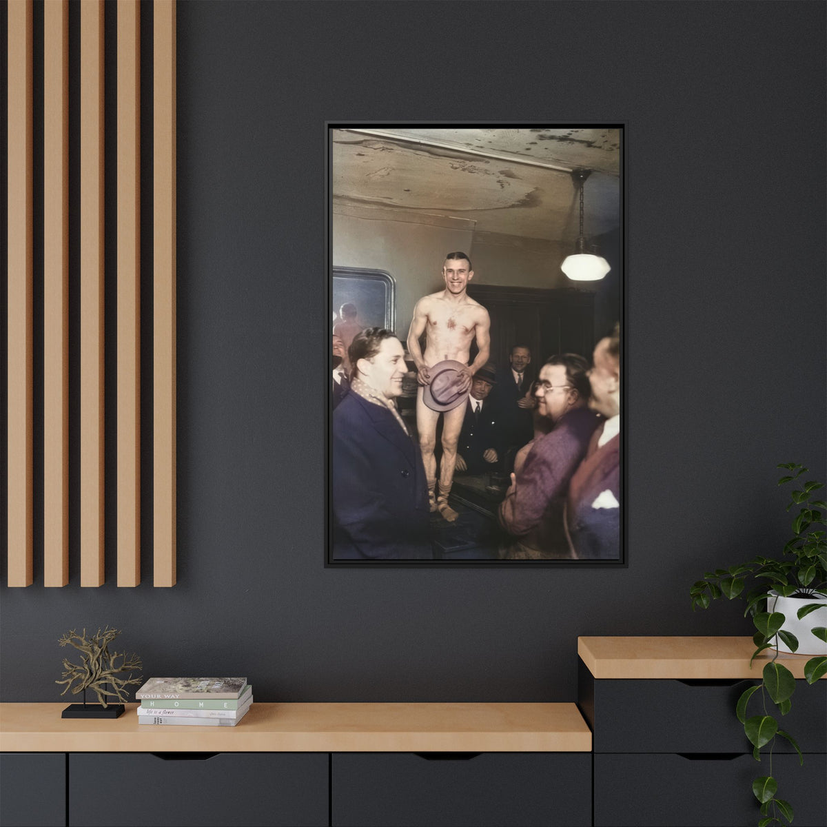 hommes 017 | Framed Vintage Photo - Matte Canvas