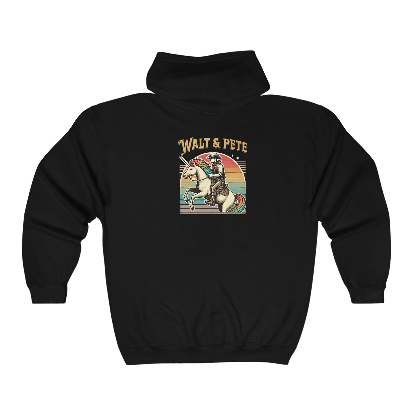 Rainbow Rider | Pride Hoodie Full Zip Walt & Pete Gay LGBTQ Rainbow Love Rodeo Cowboy Unicorn