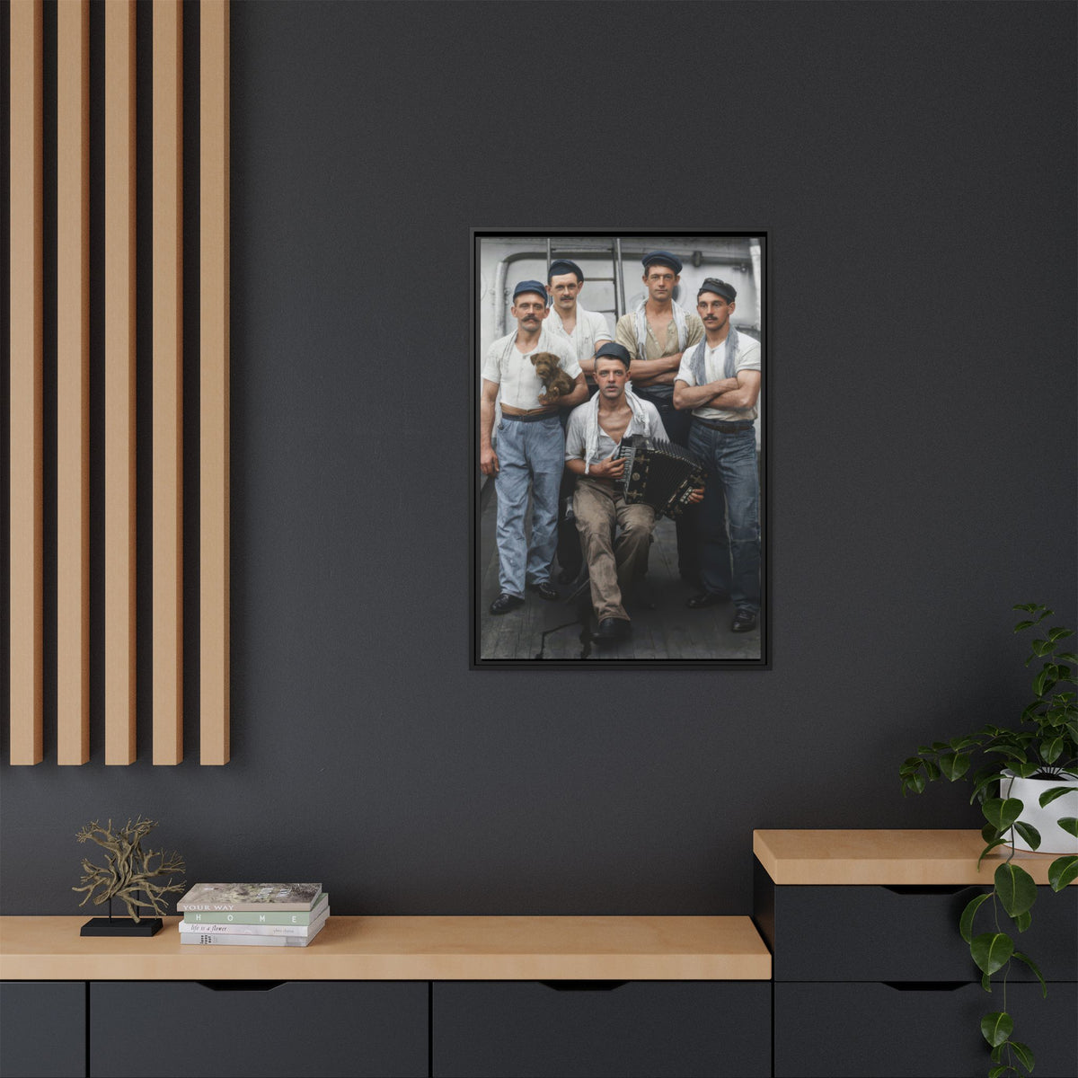 hommes 002 | Framed Vintage Photo - Matte Canvas