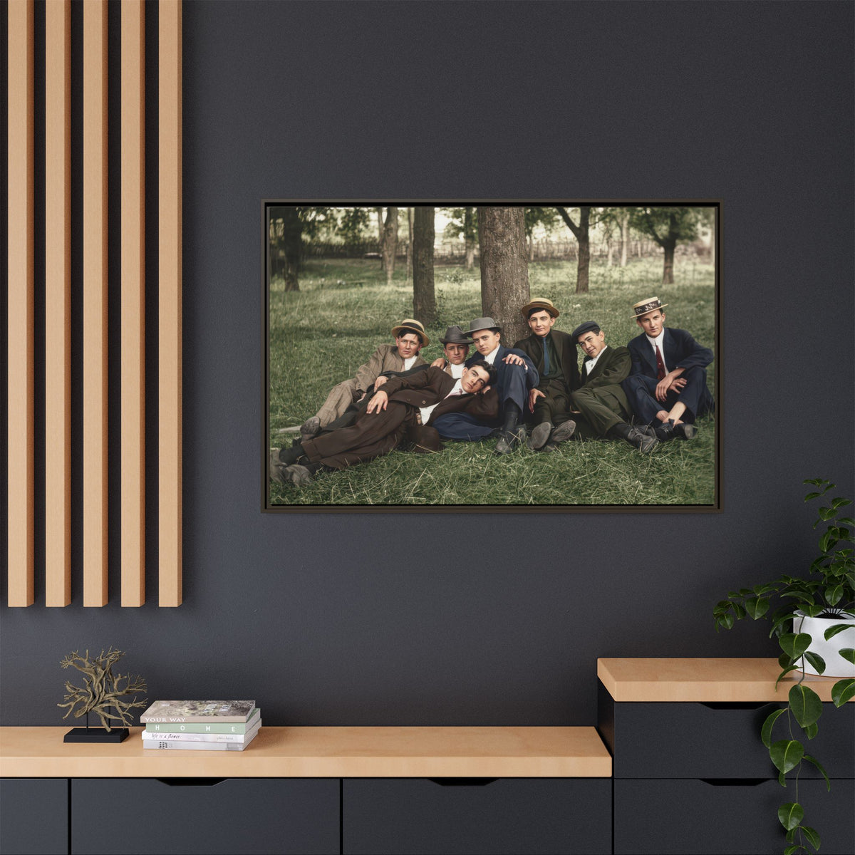 hommes 005 | Framed Vintage Photo - Matte Canvas