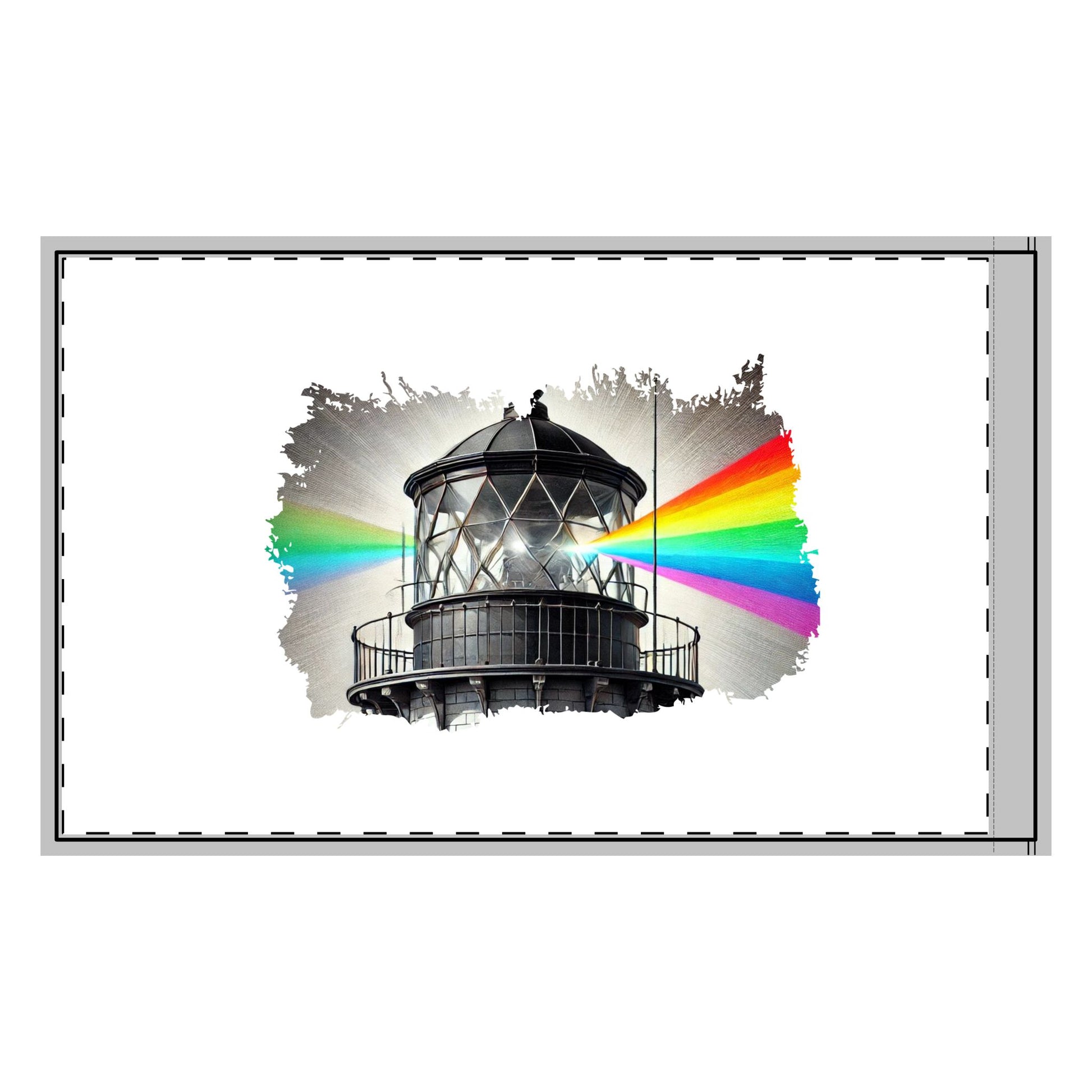 A vibrant Lighthouse Flag featuring a black and white lighthouse radiating rainbow-colored beams, symbolizing guidance, diversity, and unity. Perfect for celebrating inclusivity, safety, and pride at events and gatherings. LGBTQ Queer Gay Flag