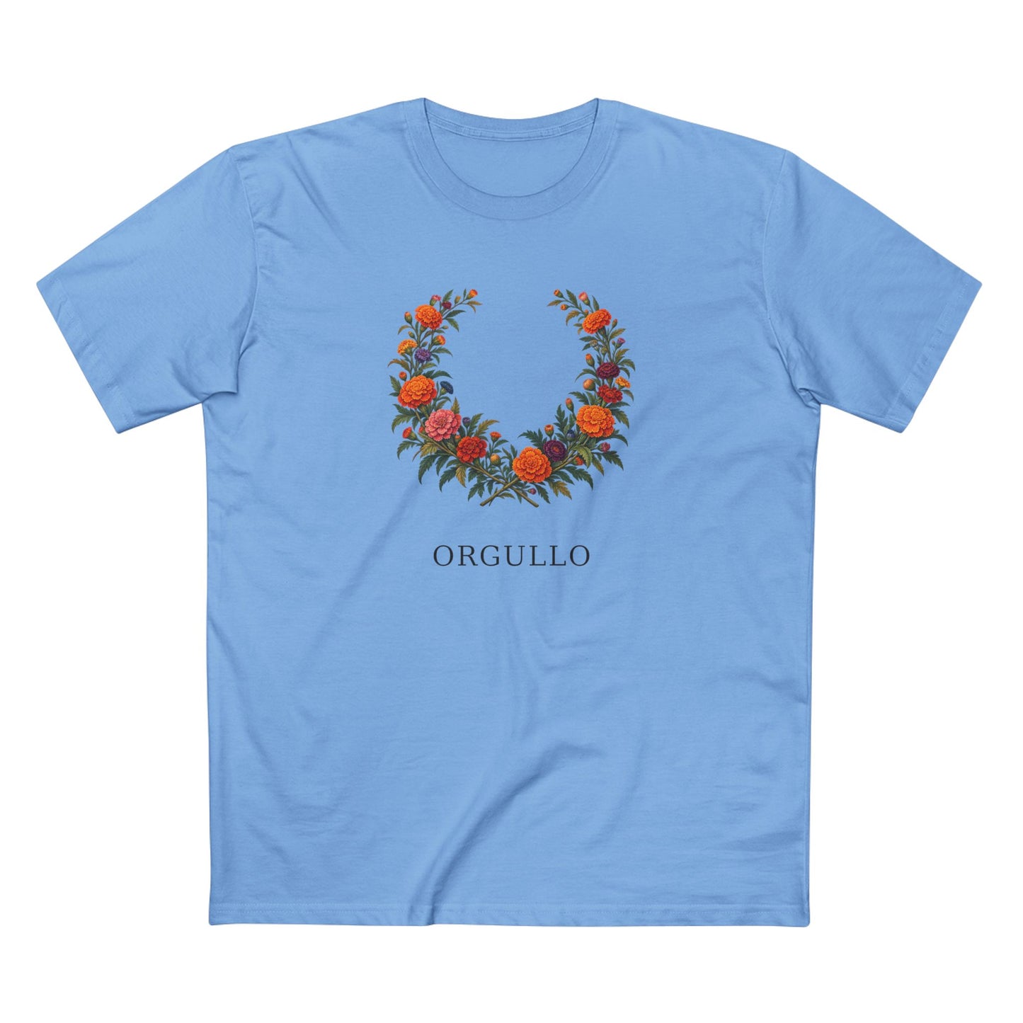 Mexican Cempasúchil Orgullo T-Shirt | Floral LGBTQ+ Pride Wreath Tee