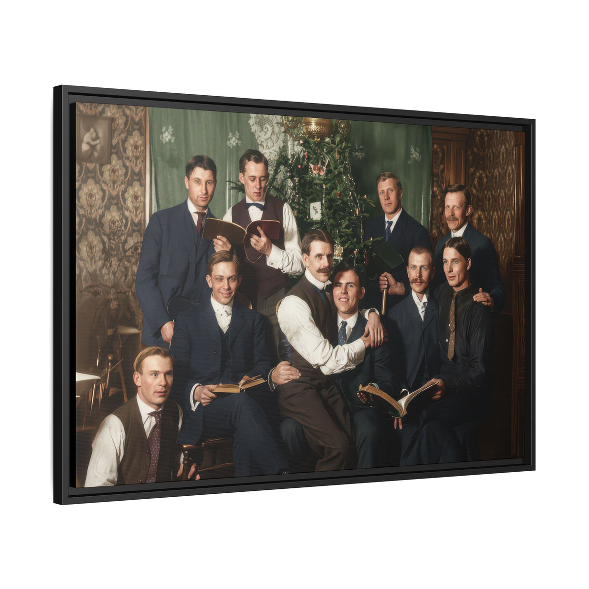 hommes 001 | Framed Vintage Photo - Matte Canvas