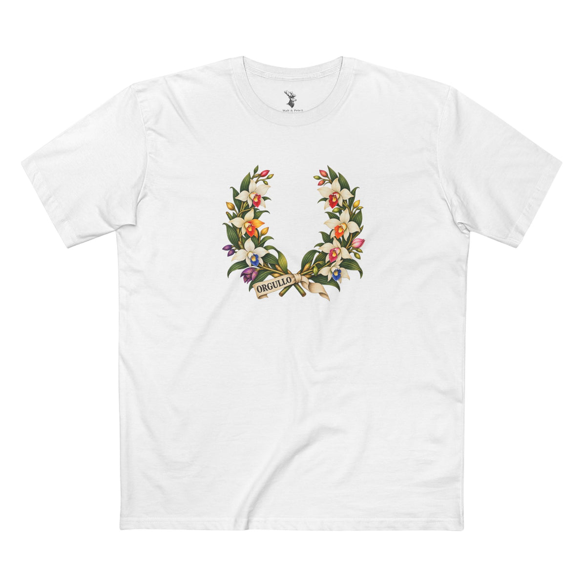 Guatemalan Monja Blanca Pride T-Shirt | ORGULLO Laurel Wreath Tee