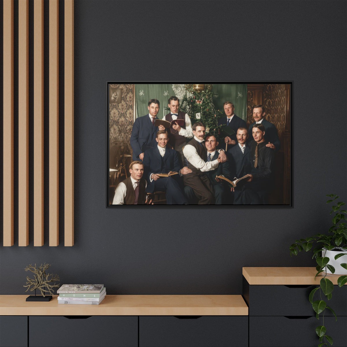 hommes 001 | Framed Vintage Photo - Matte Canvas
