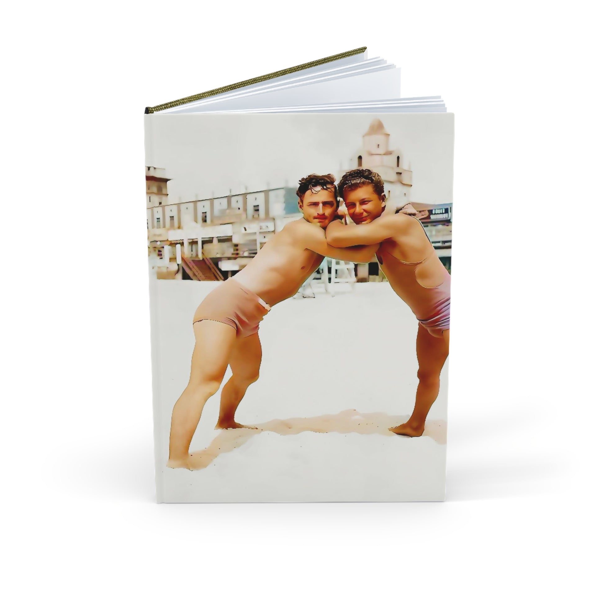 nager 014 | Hardcover Journal Gay Vintage Photo Couple Beach Swim Suit Queer LGBTQ Present