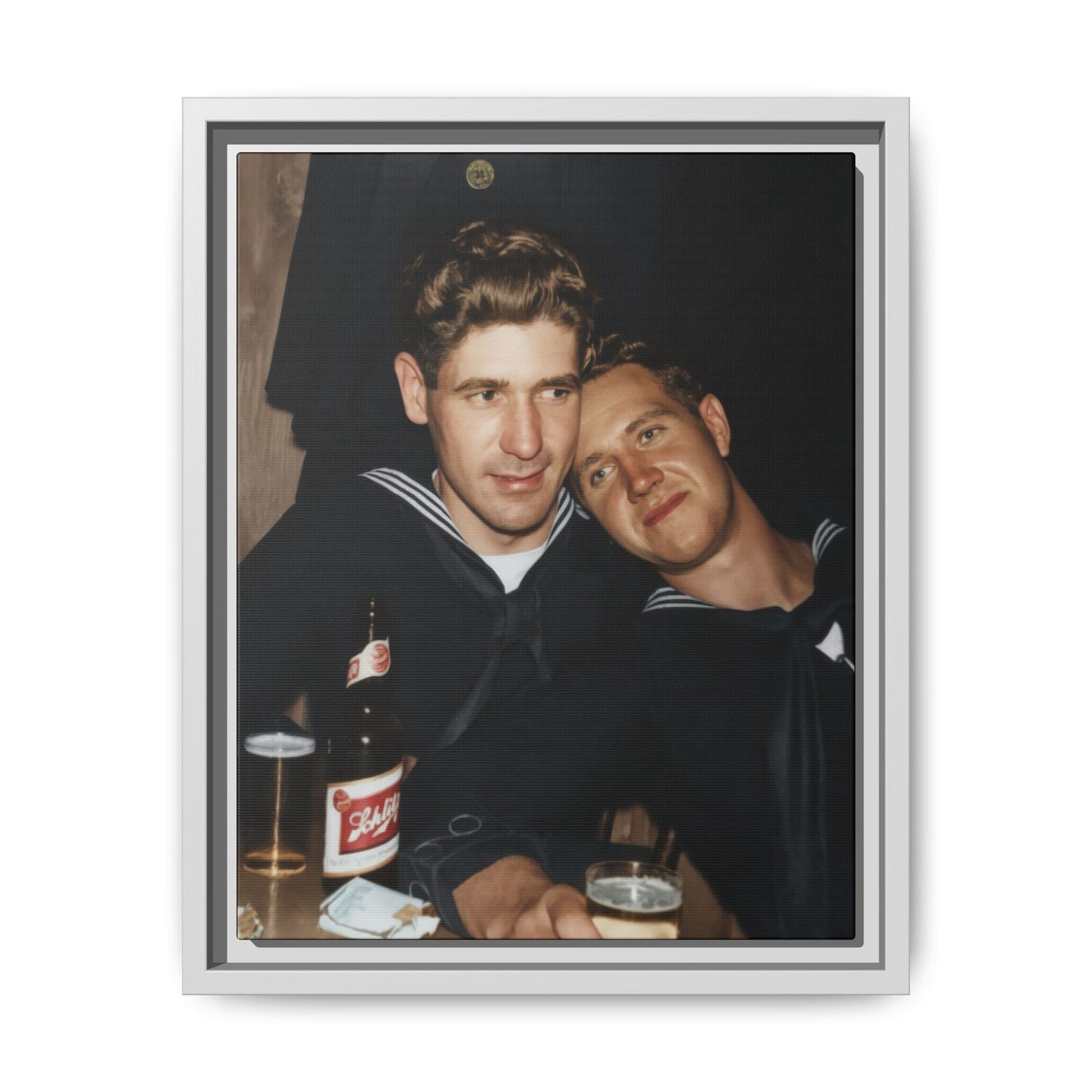 Historic naval portrait reproduced as framed canvas wall art with candid mid-century atmosphere