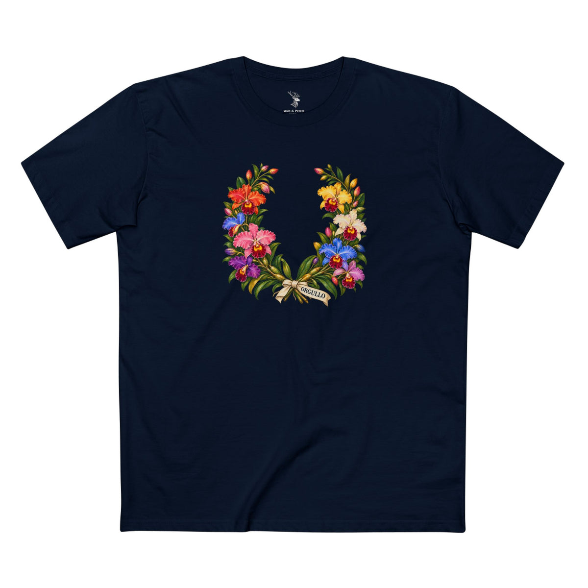 Orgullo Colombian Cattleya Orchid Pride T-Shirt | LGBTQ Luarel Wreath Tee