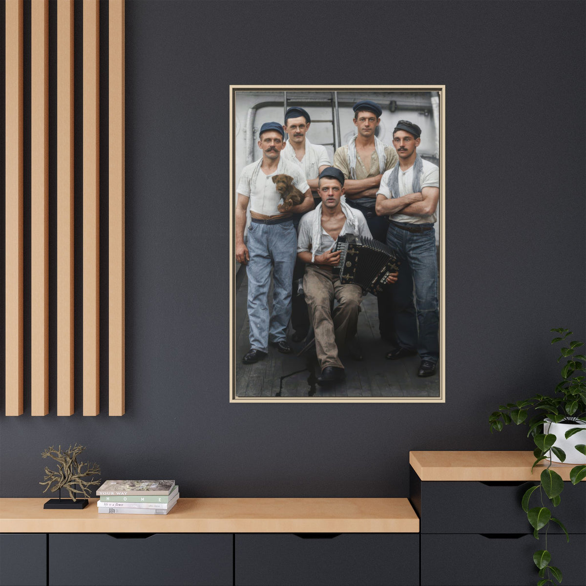 hommes 002 | Framed Vintage Photo - Matte Canvas