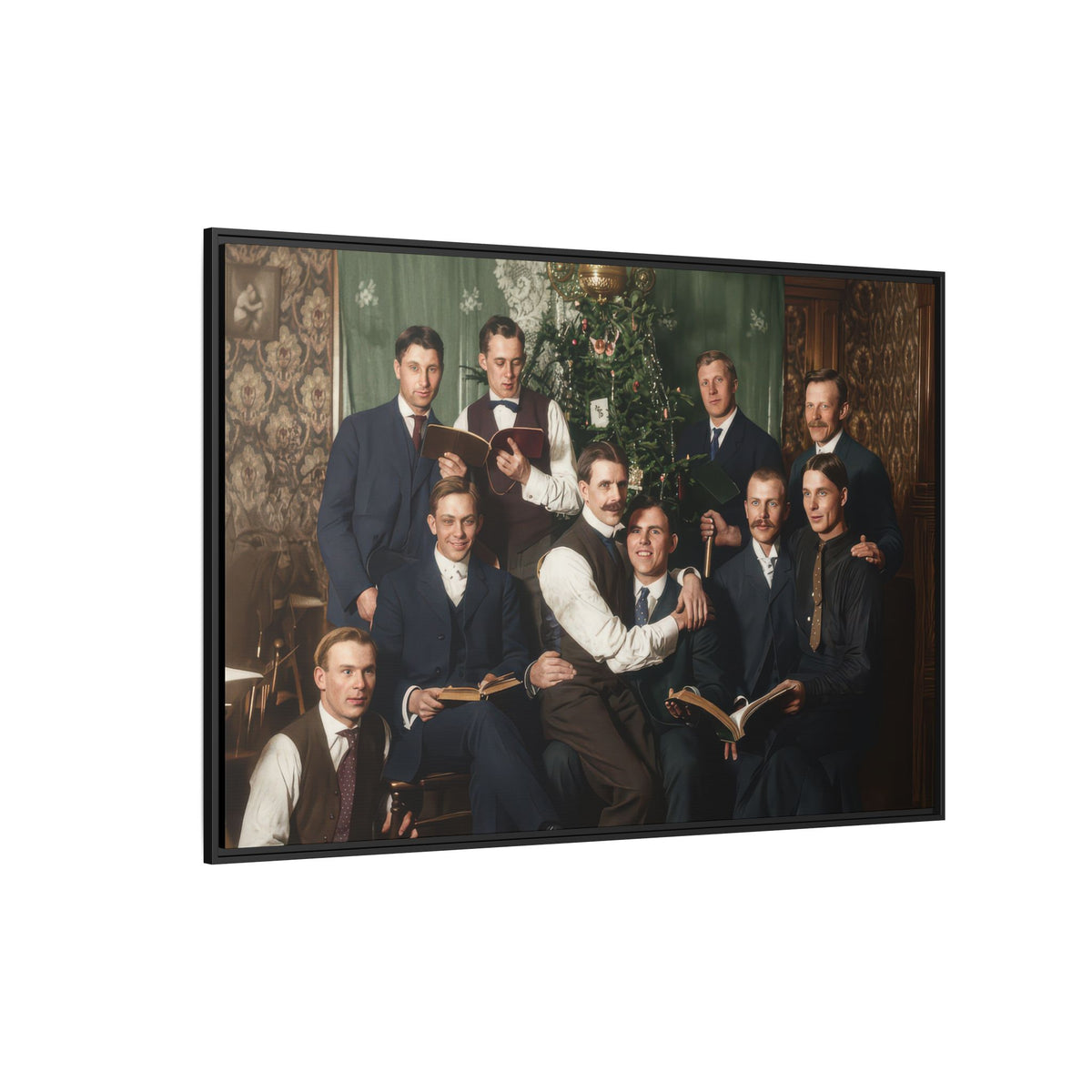 hommes 001 | Framed Vintage Photo - Matte Canvas
