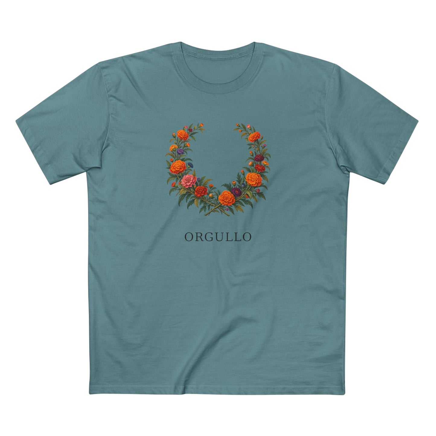 Mexican Cempasúchil Orgullo T-Shirt | Floral LGBTQ+ Pride Wreath Tee