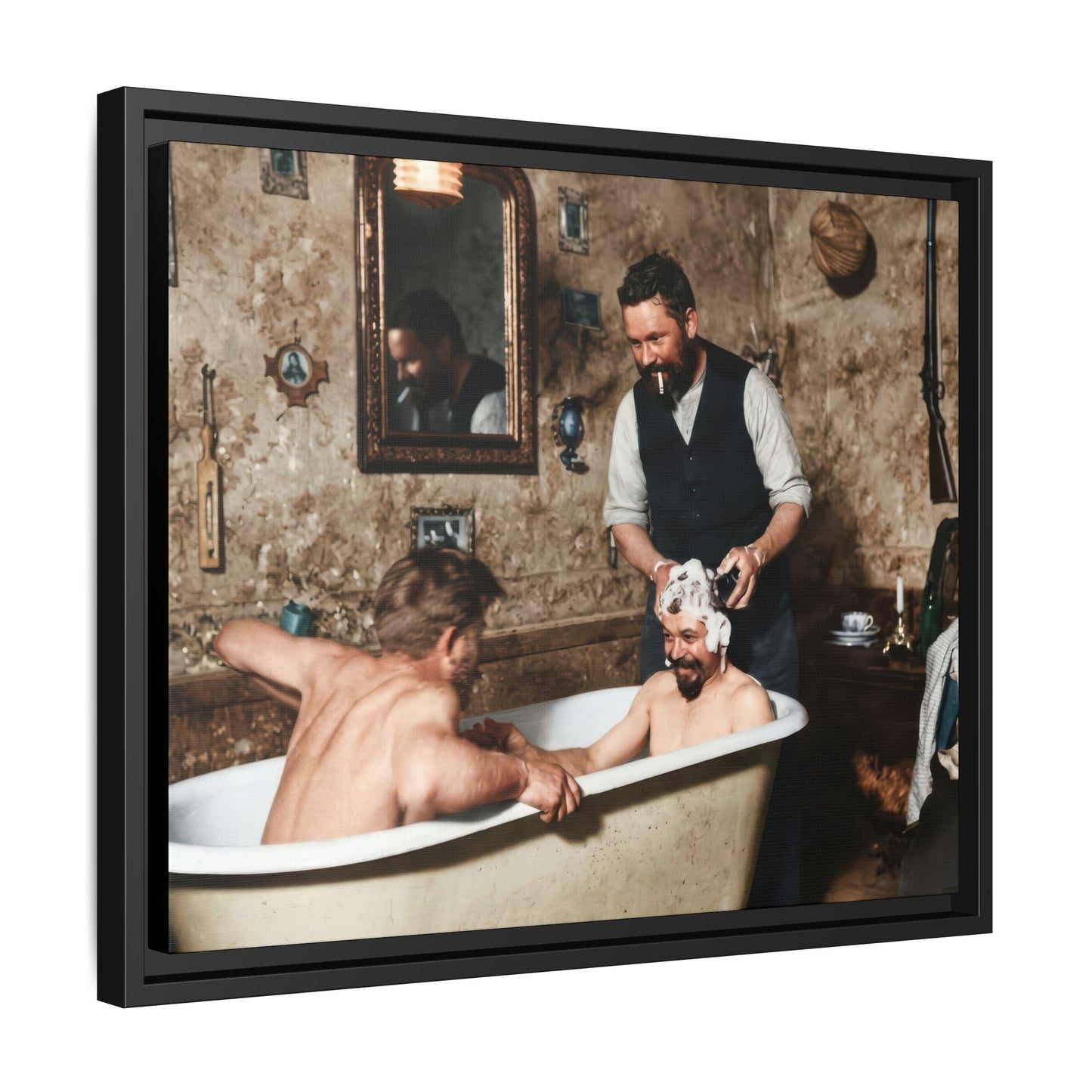 hommes 031 | Framed Vintage Photo - Matte Canvas
