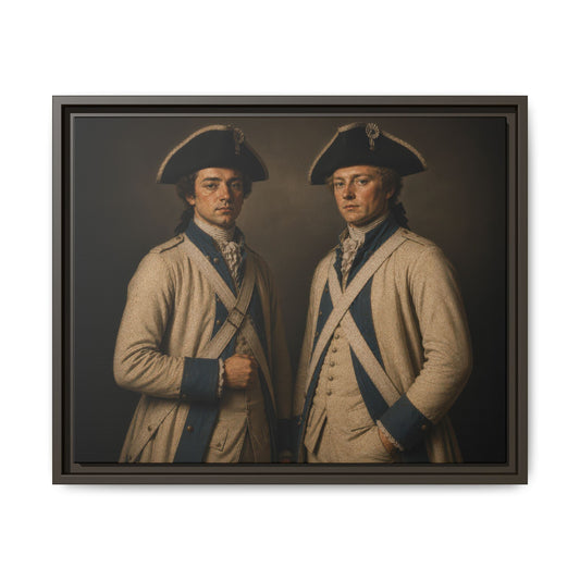 French Expédition Particulière soldiers in white uniforms and blue facings, Revolutionary War historical portrait by Walt & Pete®