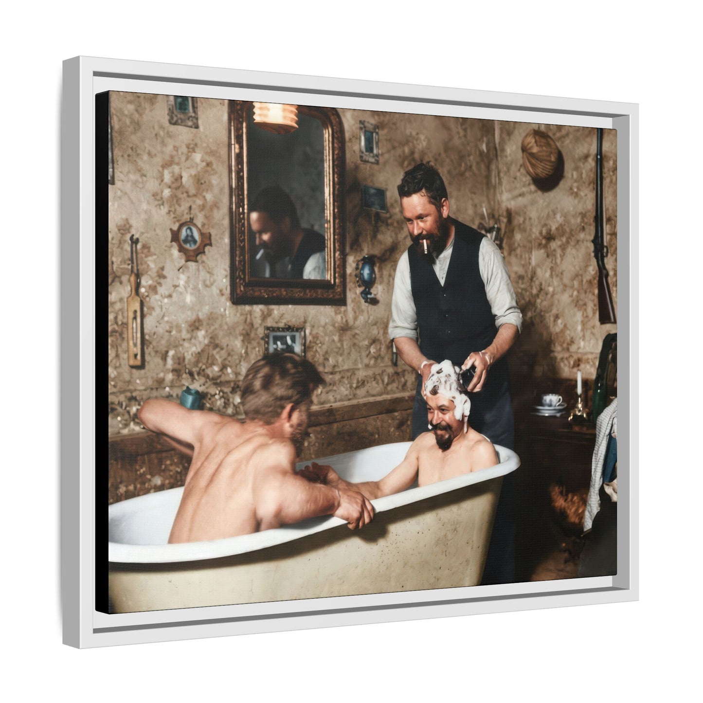 hommes 031 | Framed Vintage Photo - Matte Canvas