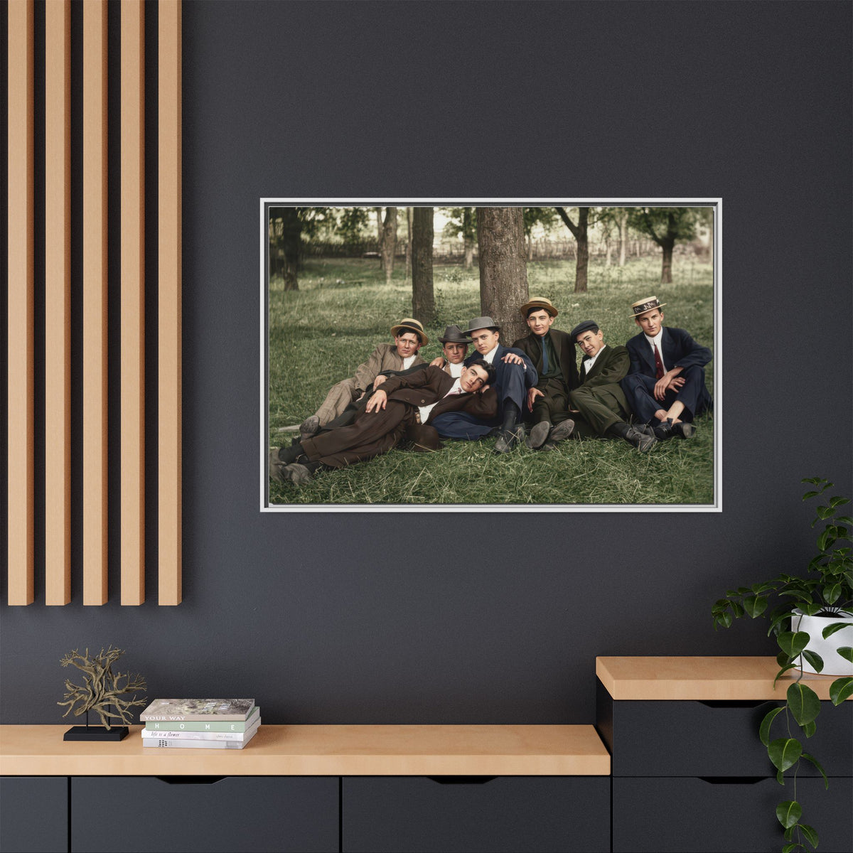 hommes 005 | Framed Vintage Photo - Matte Canvas