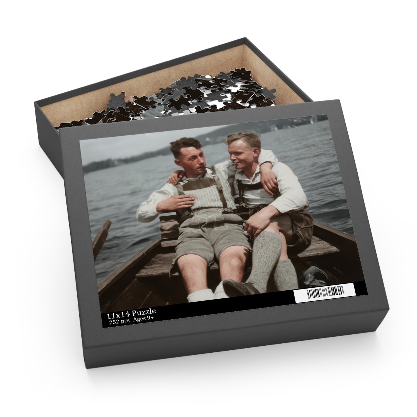 Lakeside Rowboat Companions | Restored Historical Jigsaw Puzzle | paire 116