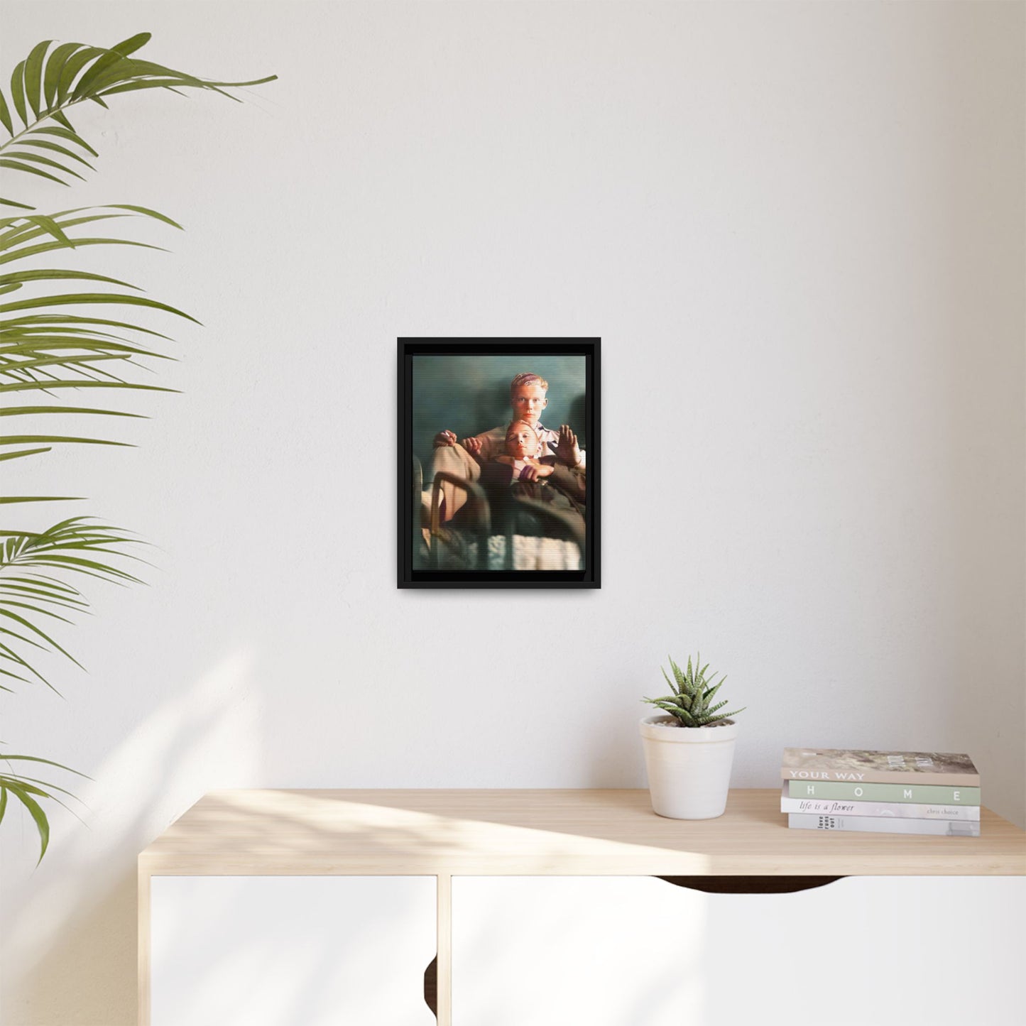 Vintage LGBTQ+ love portrait of Balfour & Strom in Mobile, Alabama. A restored historic photograph capturing timeless affection and connection, available as a museum-quality matte canvas print with handcrafted frame options. Gay Couple