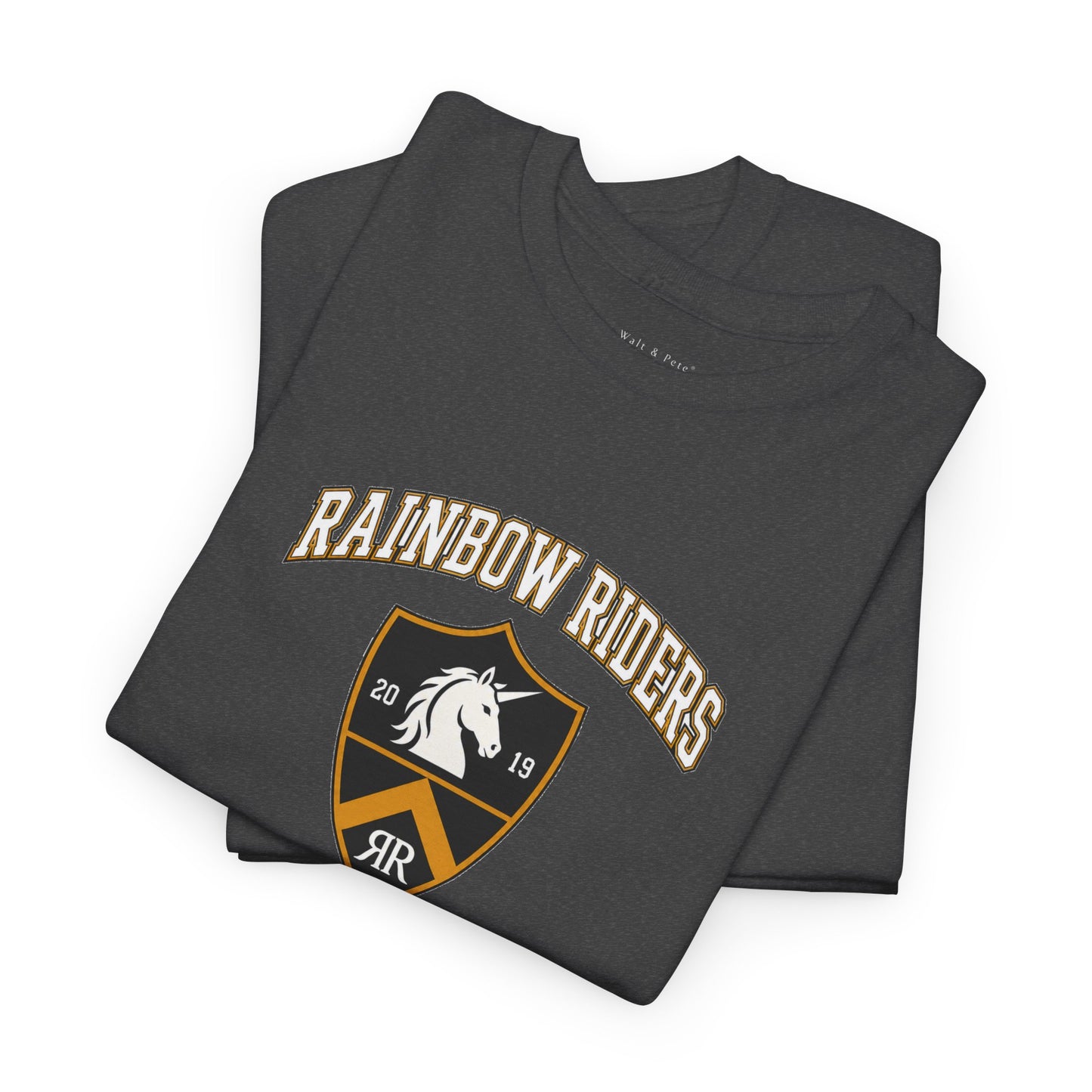 Rainbow Riders Heritage Crest T-Shirt | Est. 2019 LGBTQ+ Collegiate Tee