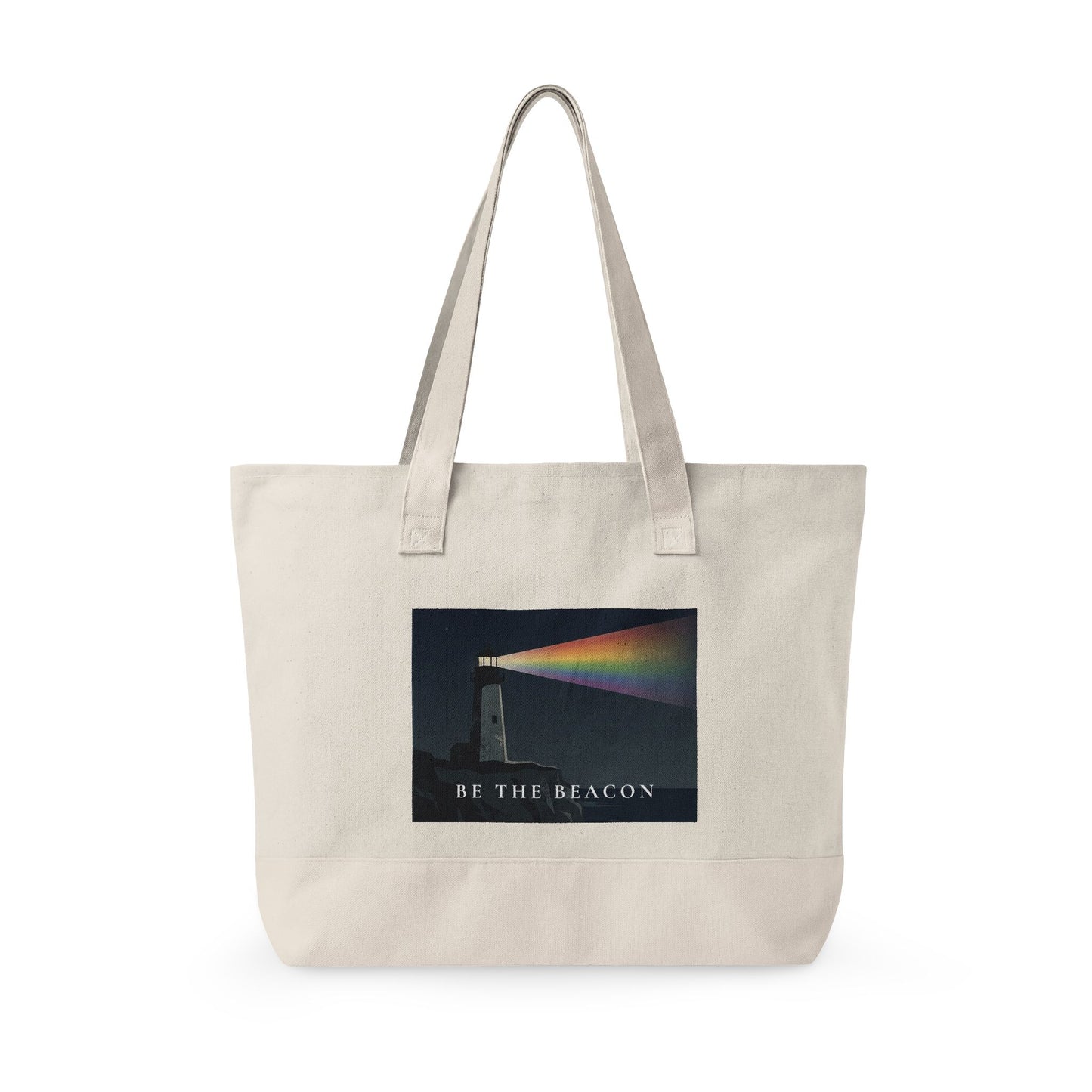 LGBTQ pride lighthouse artwork canvas tote bag 