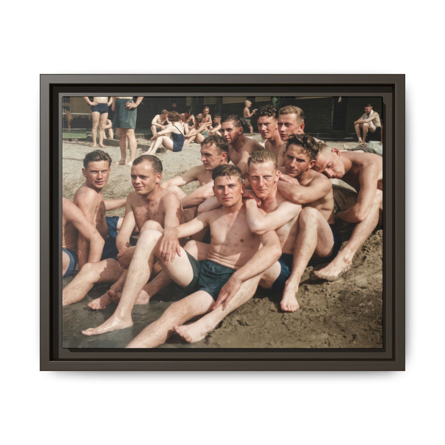 vintage group wall art beach scene framed canvas 