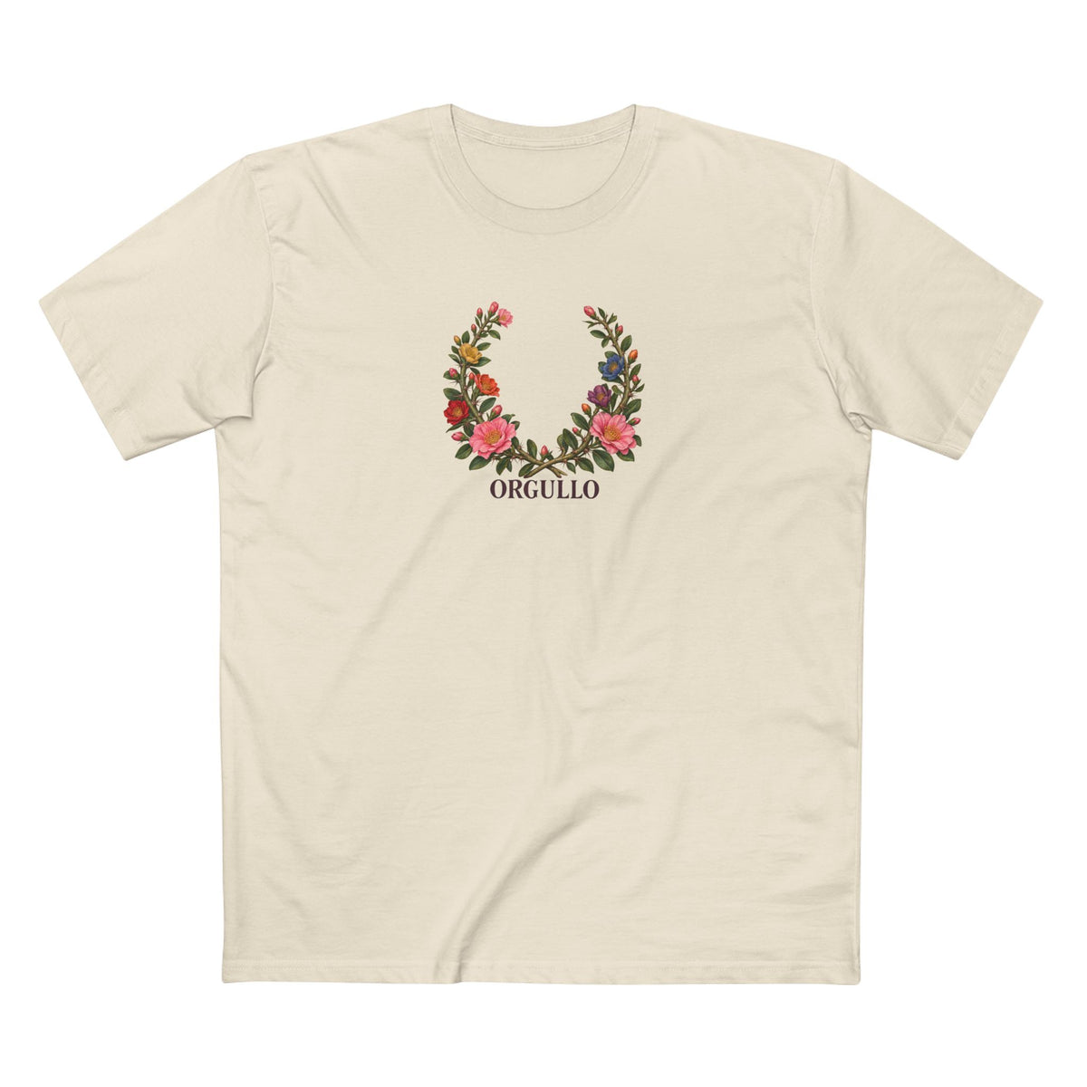 Dominican Bayahibe Rose Pride T-Shirt | ORGULLO Botanical Laurel Wreath Tee
