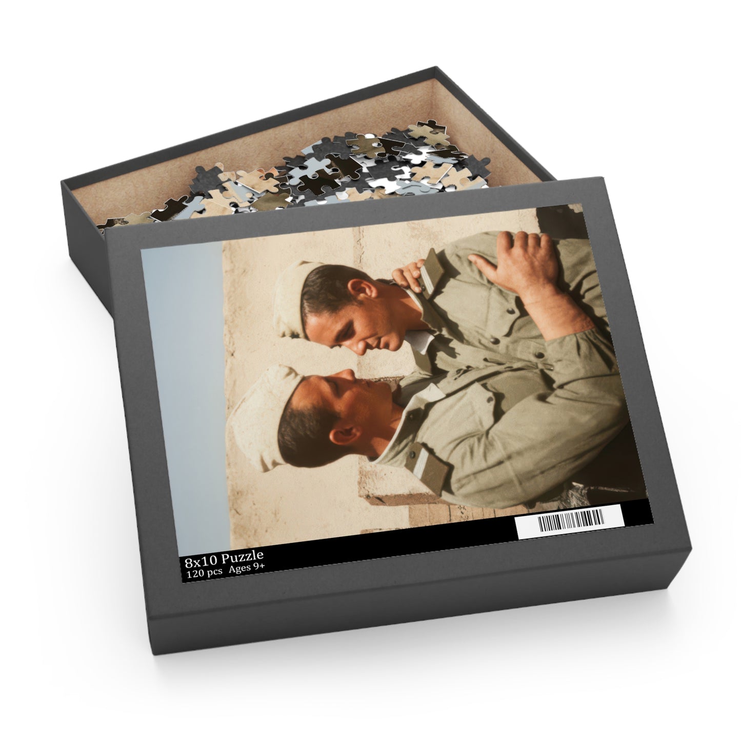 Sunlit Uniform Companions | Restored Historical Jigsaw Puzzle | paire 133