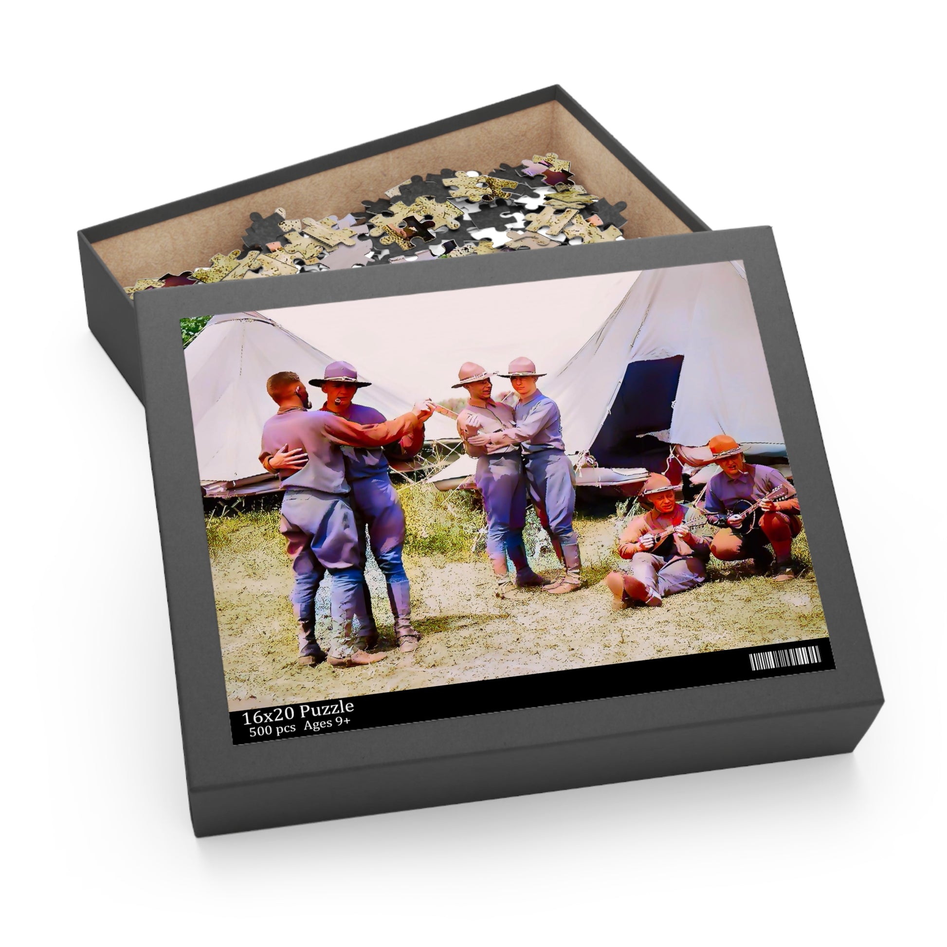 hommes 006 | Jigsaw Puzzle (120, 252, 500-Piece) Vintage Army Camp Gay Dancing Dad Military Uncle Gift