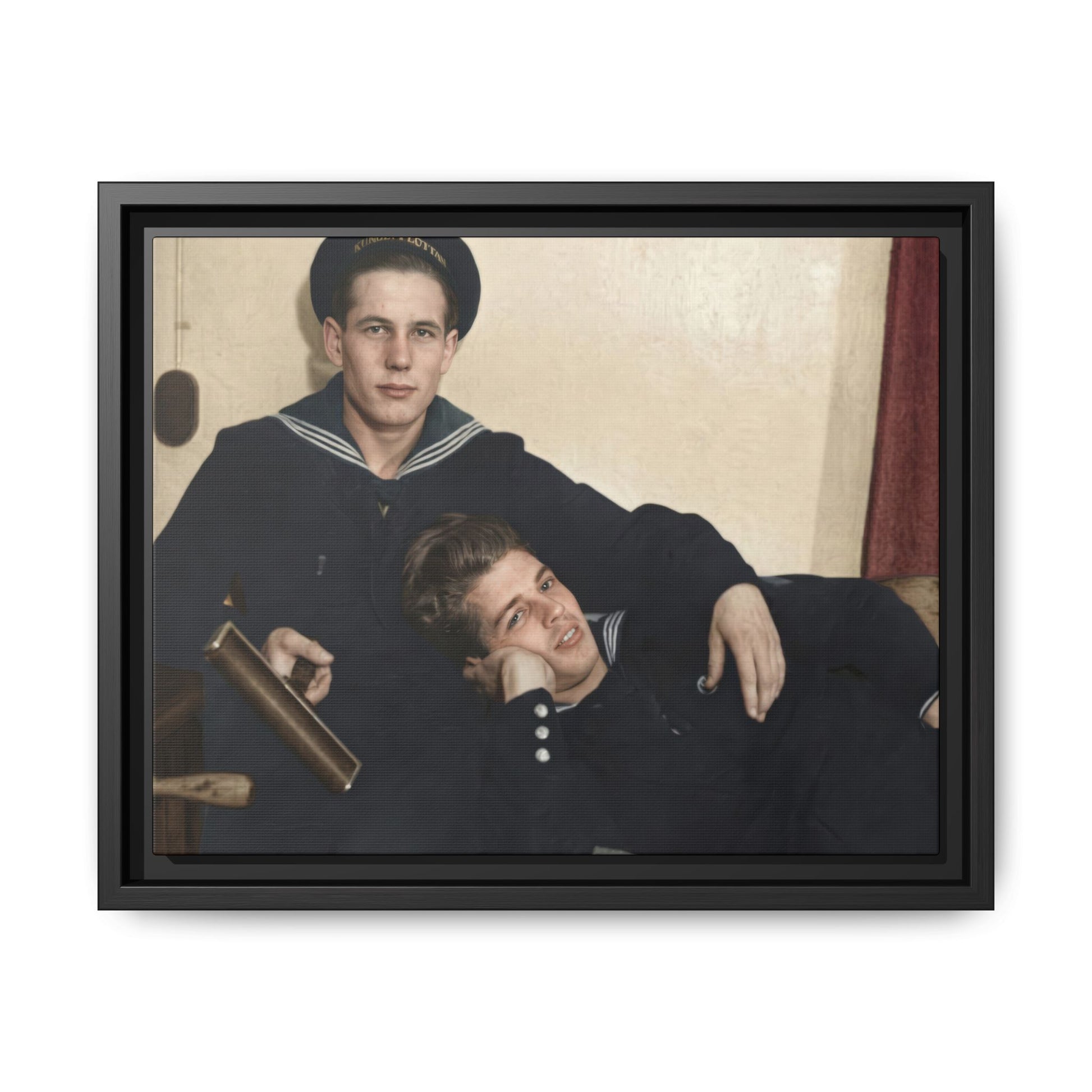 early twentieth century naval portrait vintage photograph framed canvas wall art