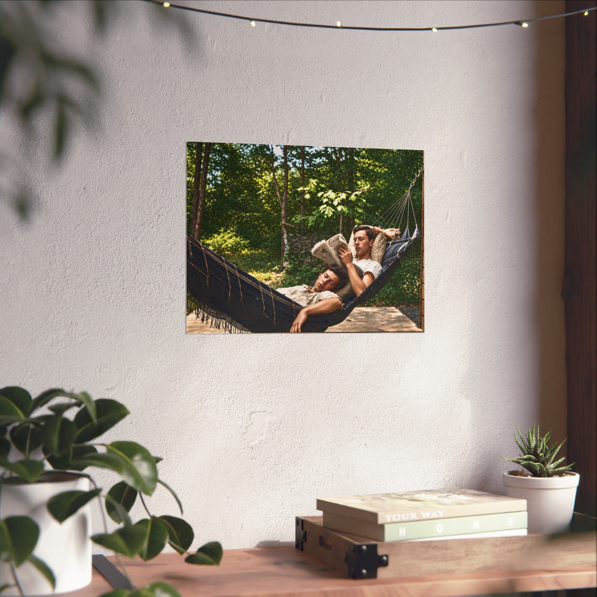Paire 094 | Two Men Relaxing in a Hammock | Vintage Photography Poster