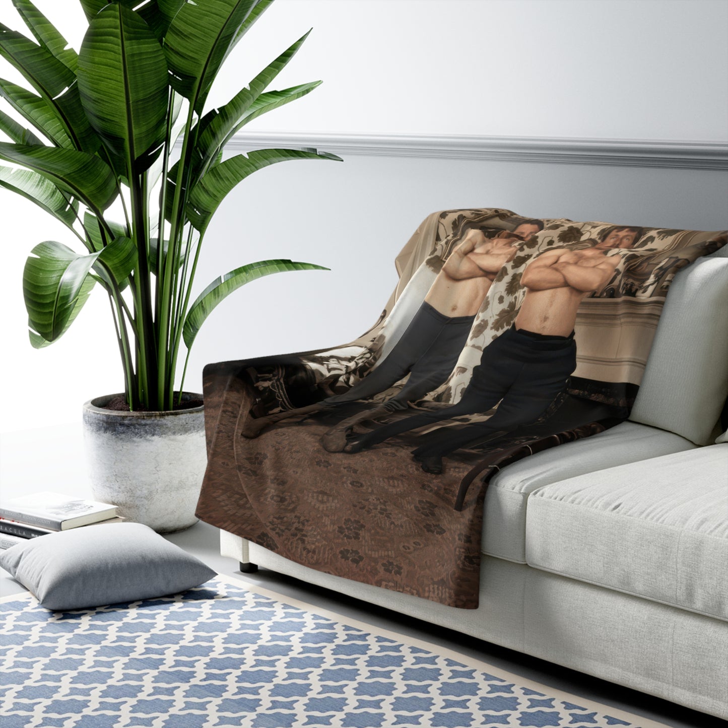 Cozy heirloom sherpa blanket celebrating vintage athletic masculinity 