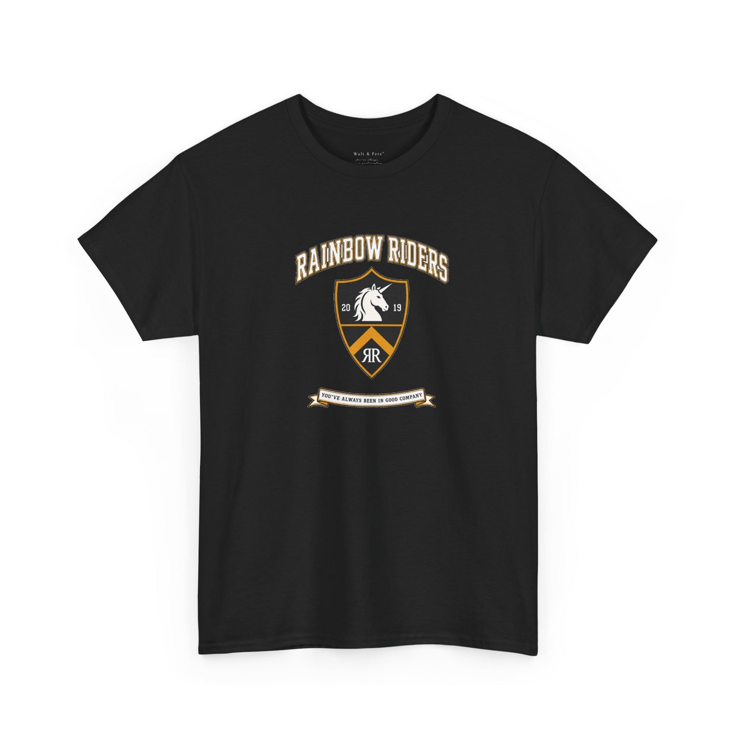 Rainbow Riders Heritage Crest T-Shirt | Est. 2019 LGBTQ+ Collegiate Tee