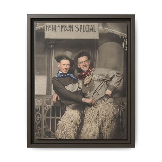 Early 20th century studio photo with cowboy hats and fringe garments