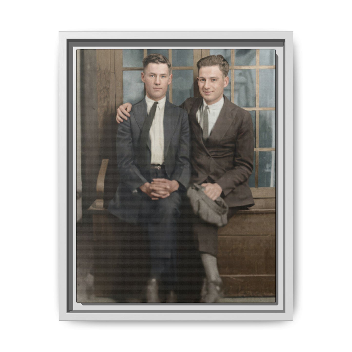 Companion portrait seated pose suits and ties vintage photograph canvas print