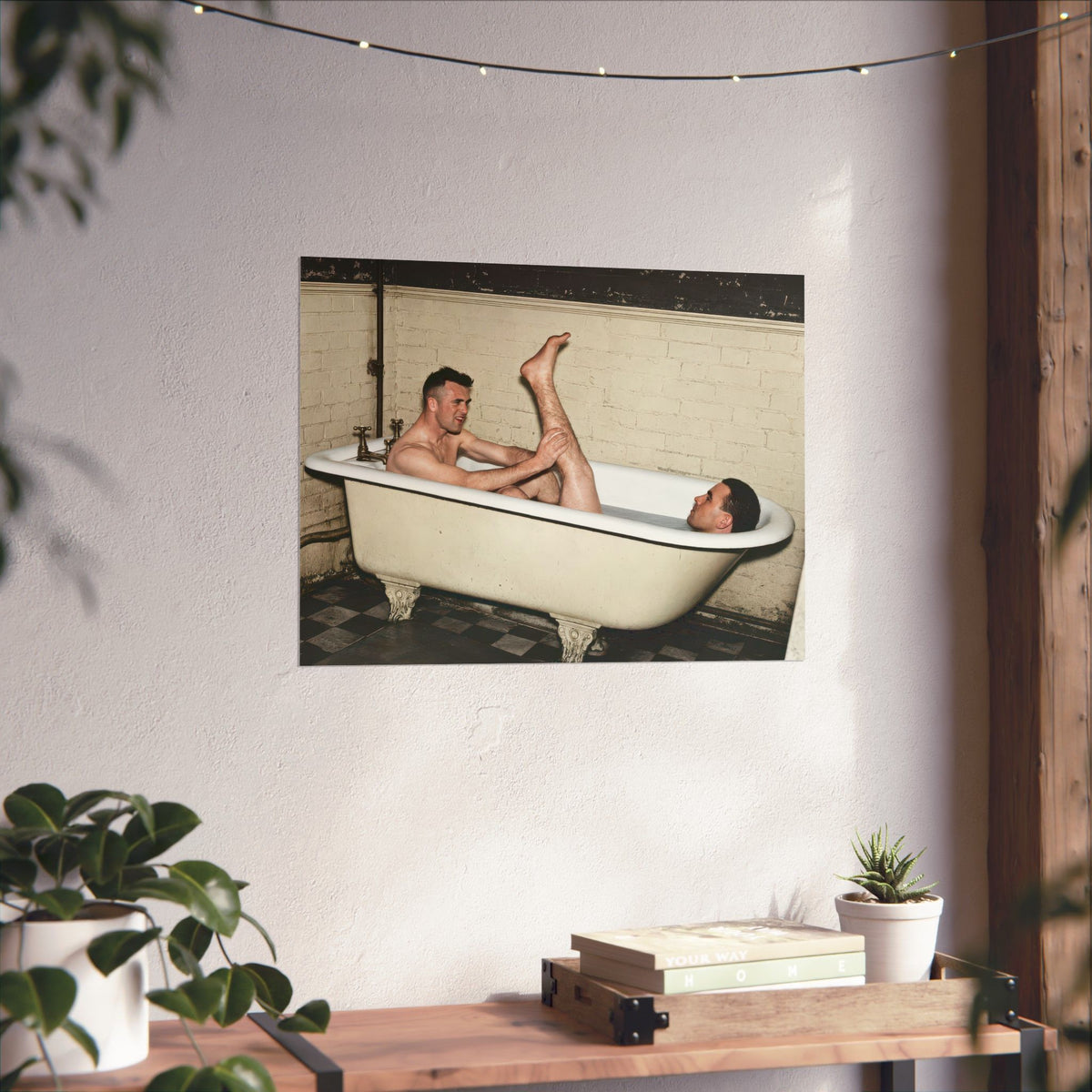 Paire 162 | Two Men Sharing a Clawfoot Bathtub | Vintage Photography Poster