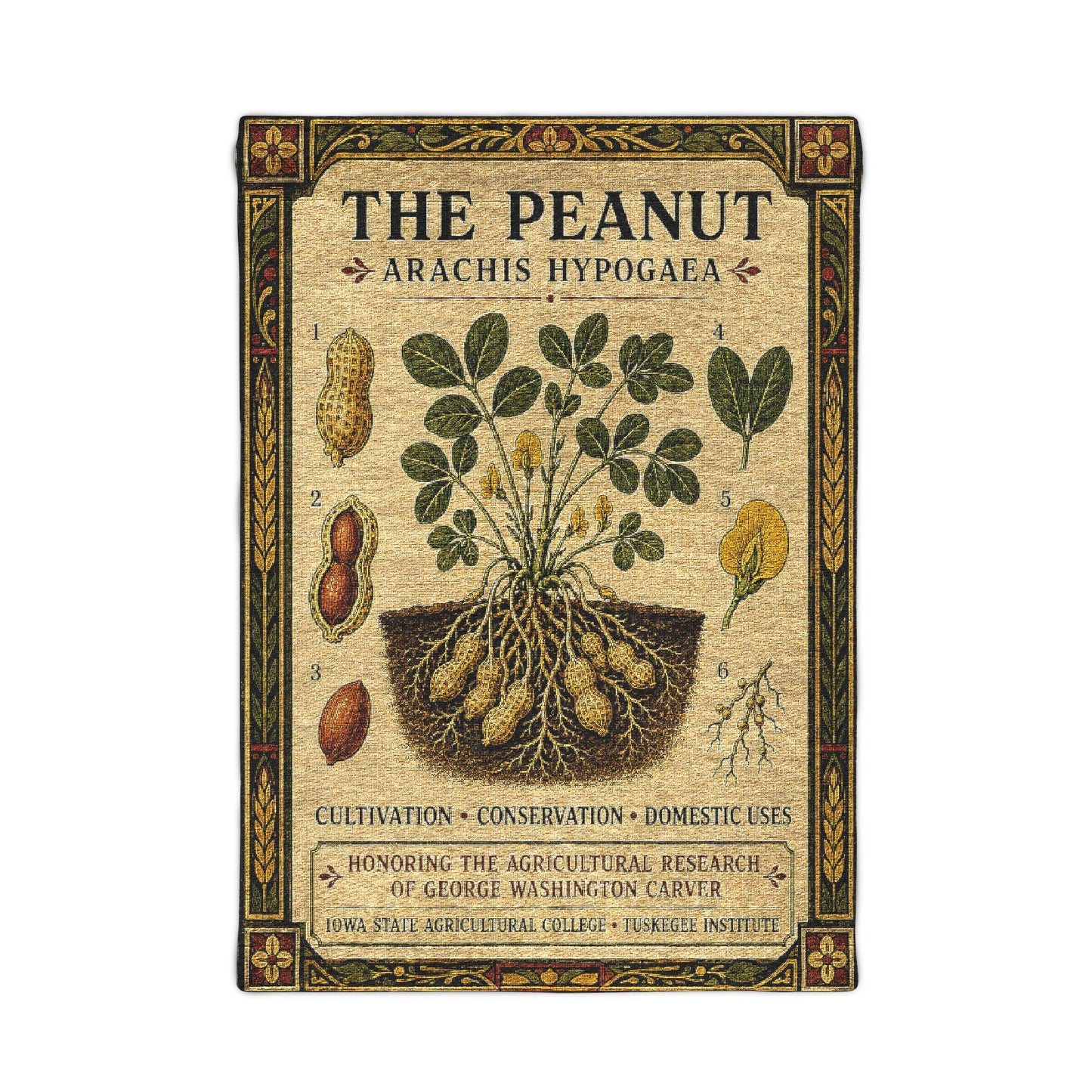 George Washington Carver Peanut Botanical Woven Wall Tapestry