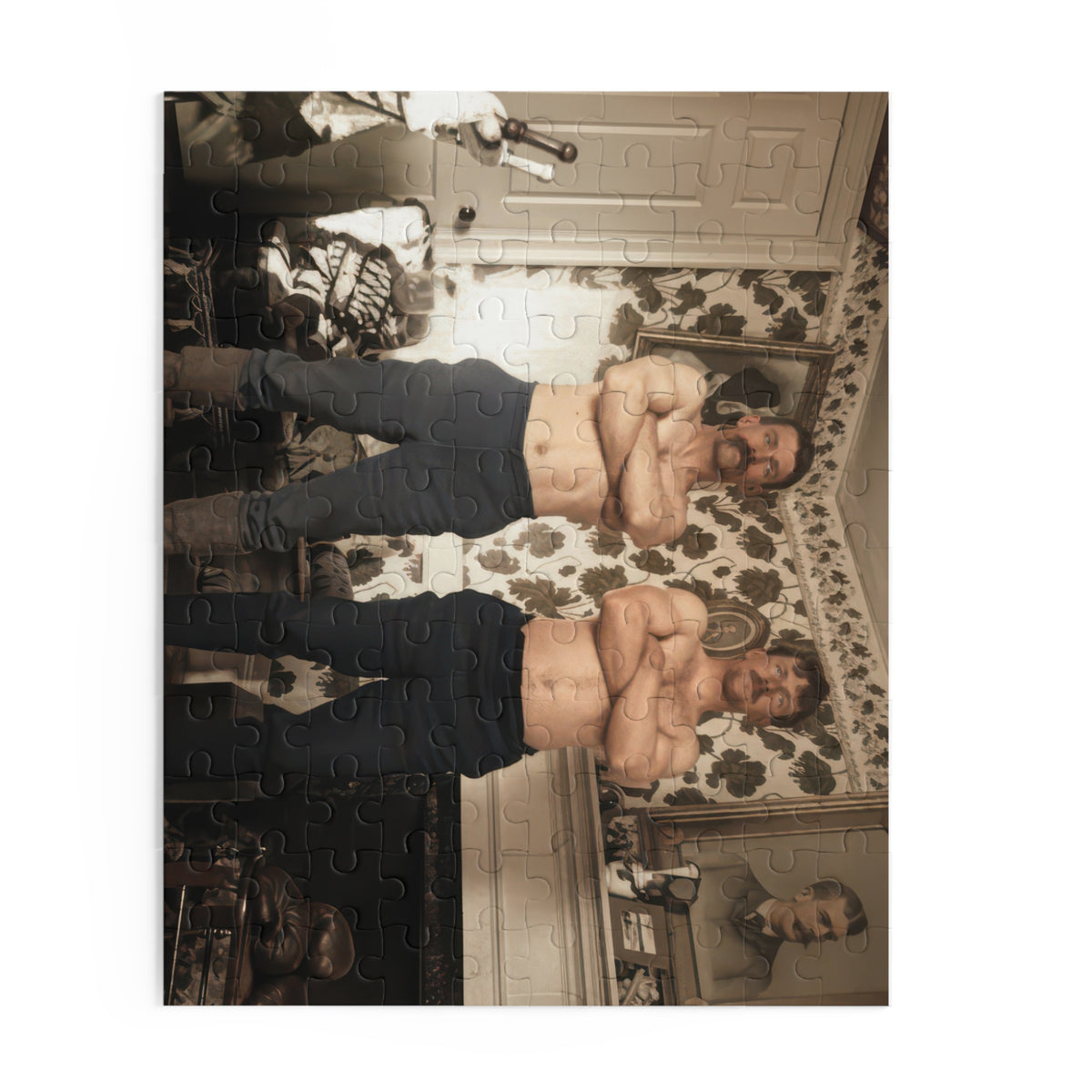 Two Mustached Men Vintage Photo Jigsaw Puzzle | LGBTQ+ Heritage | athlétisme 001