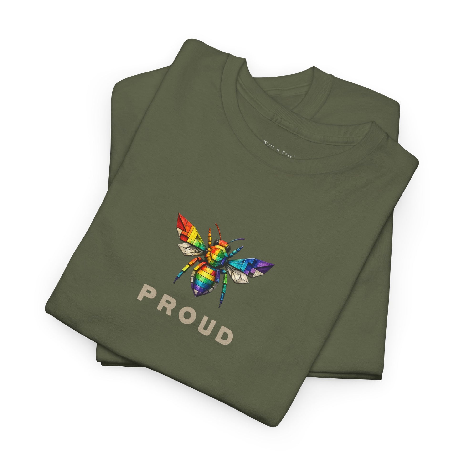 brutalist geometric rainbow bee pride shirt 