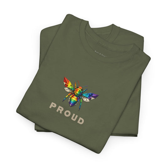 brutalist geometric rainbow bee pride shirt 