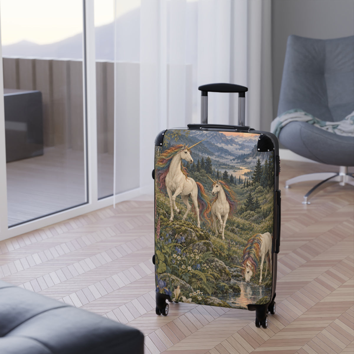 The Rainbow Vale | Three Unicorns Aesthetic Movement Carry-On Suitcase