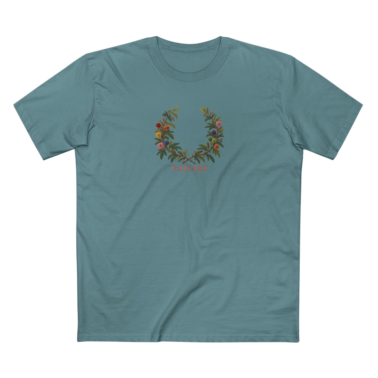 Kenyan Acacia Fahari Pride T-Shirt | Swahili LGBTQ+ Botanical Wreath Tee