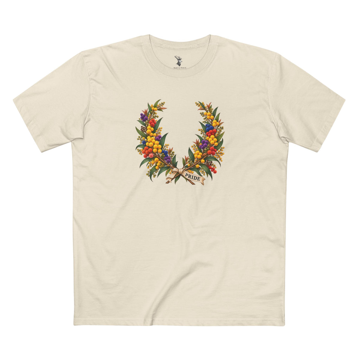 Australian Golden Wattle Pride T-Shirt | LGBTQ Laurel Wreath Tee