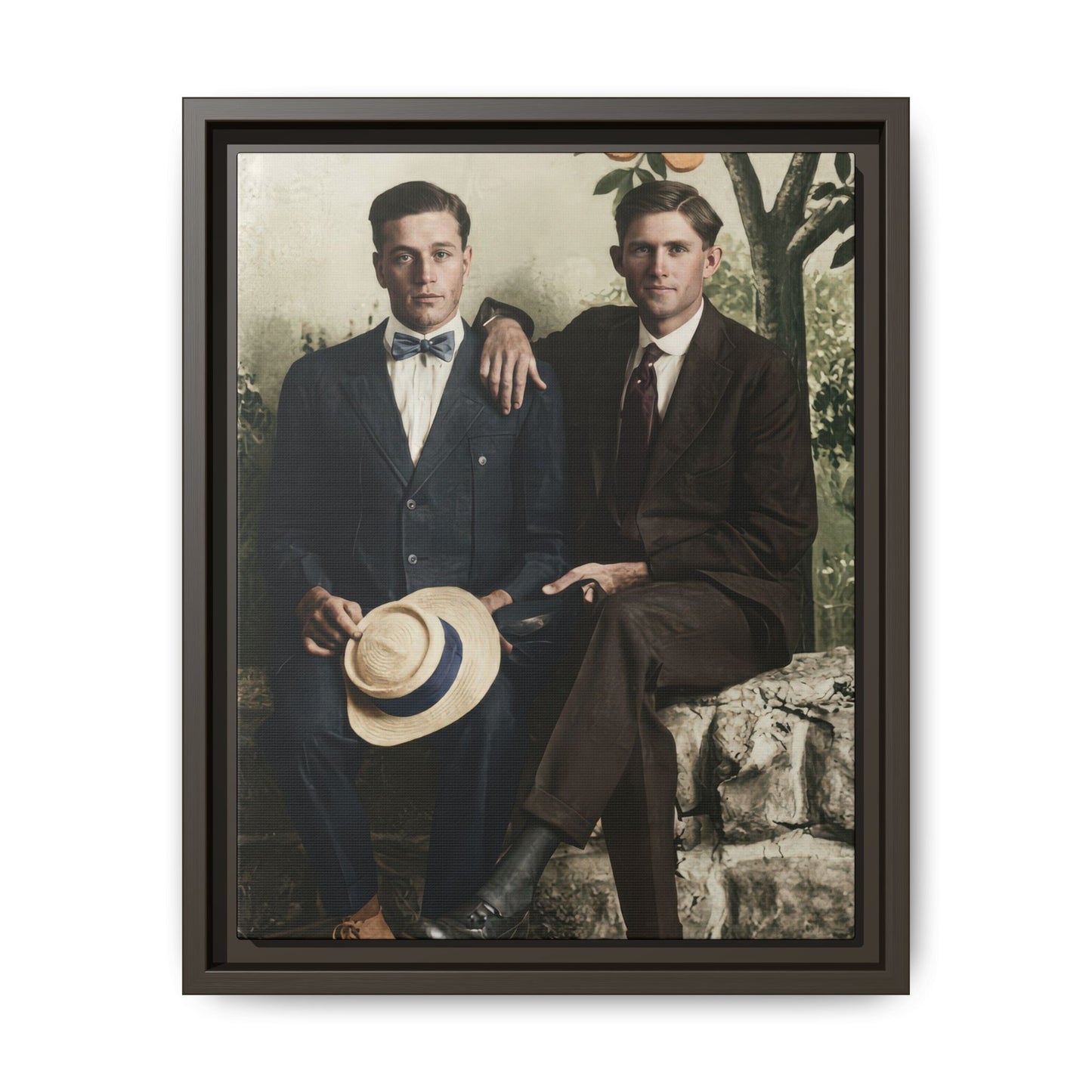 Historic vintage photograph of two men in suits studio portrait archival wall art