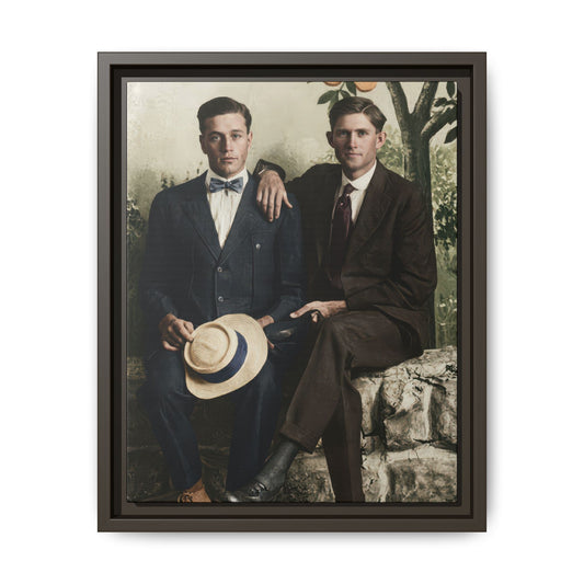 Historic vintage photograph of two men in suits studio portrait archival wall art