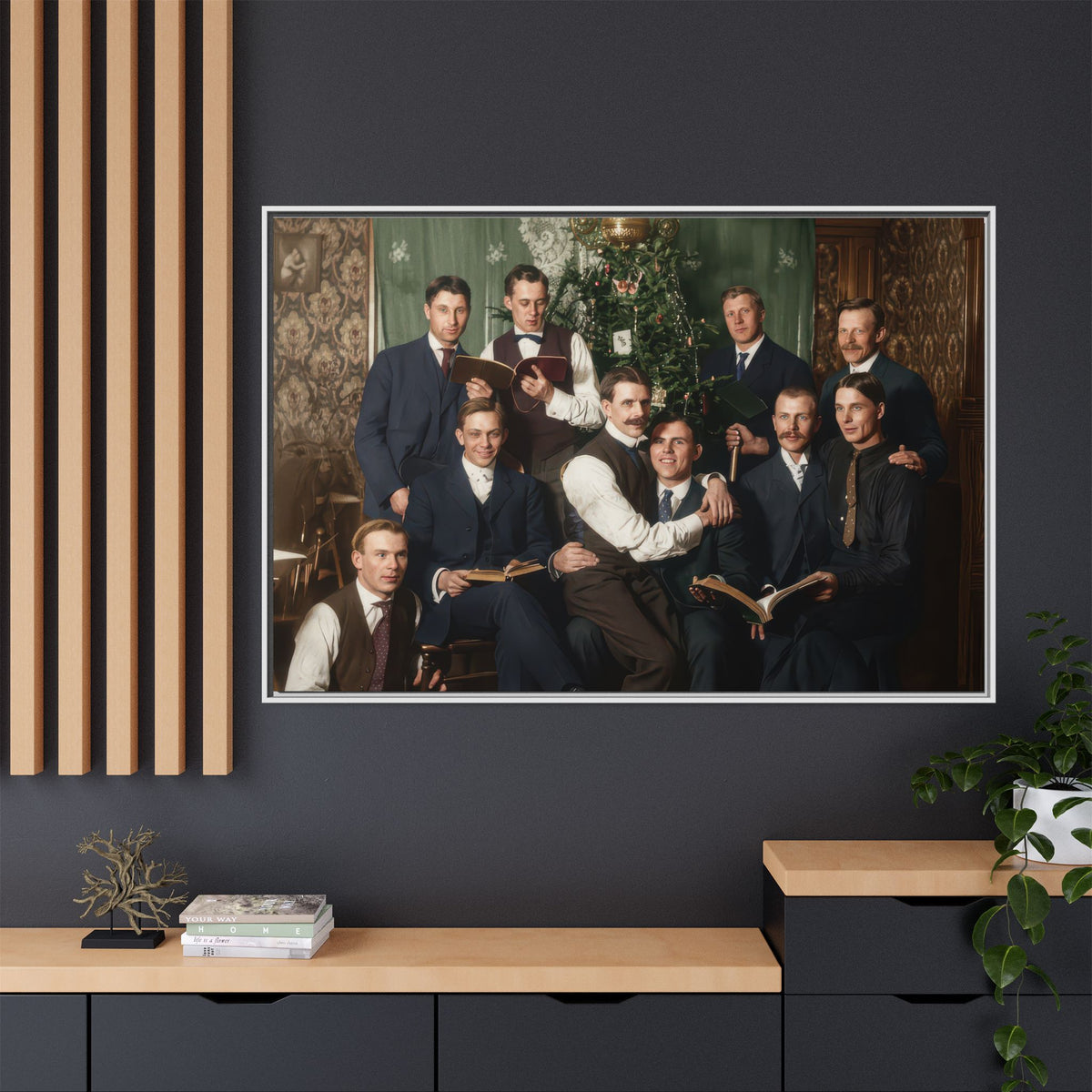 hommes 001 | Framed Vintage Photo - Matte Canvas