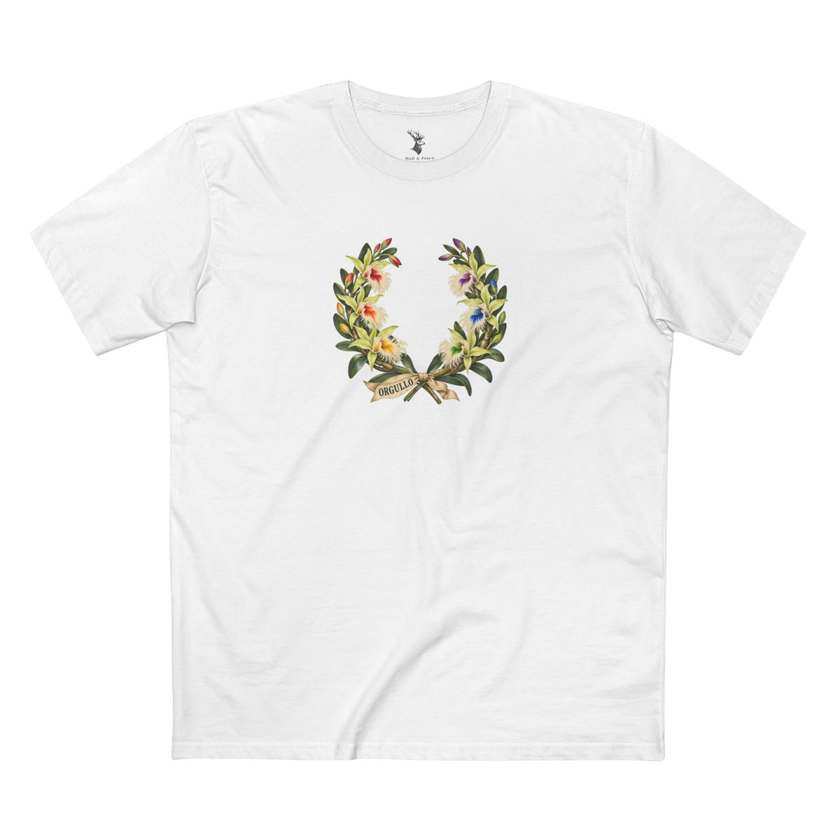 Honduran Digbyana Orchid ORGULLO Pride Laurel Wreath T-Shirt — Unhidden Beauty