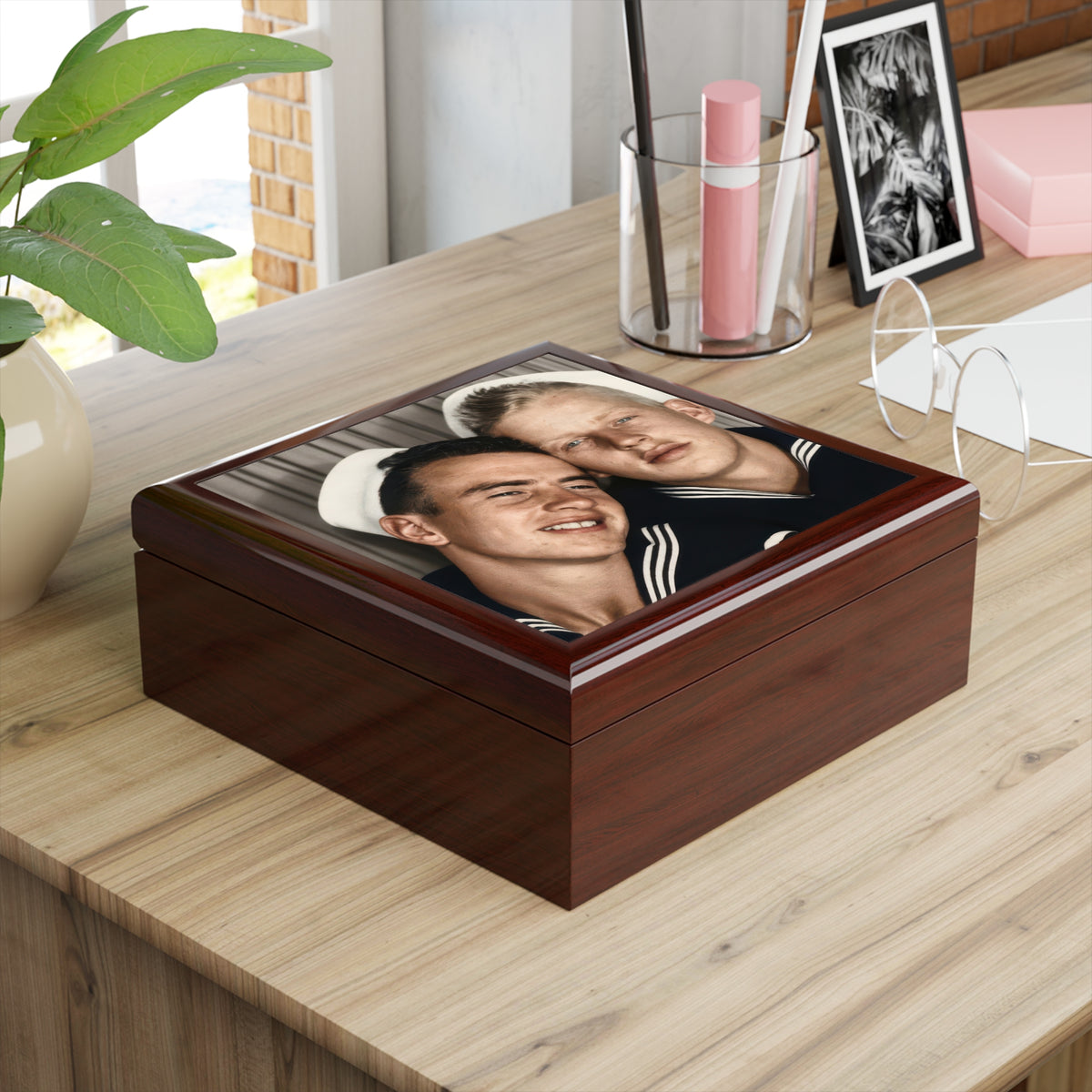 Paire 158 | Vintage Photobooth Series | Two Sailors, Heads Together  Keepsake Box