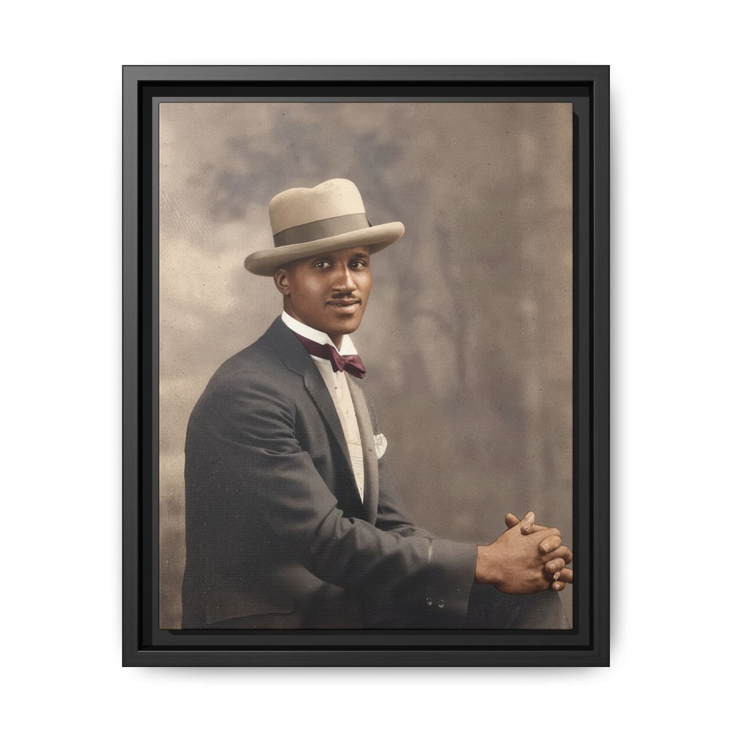 Historical portrait blanket featuring an African American man in bow tie before a studio backdrop