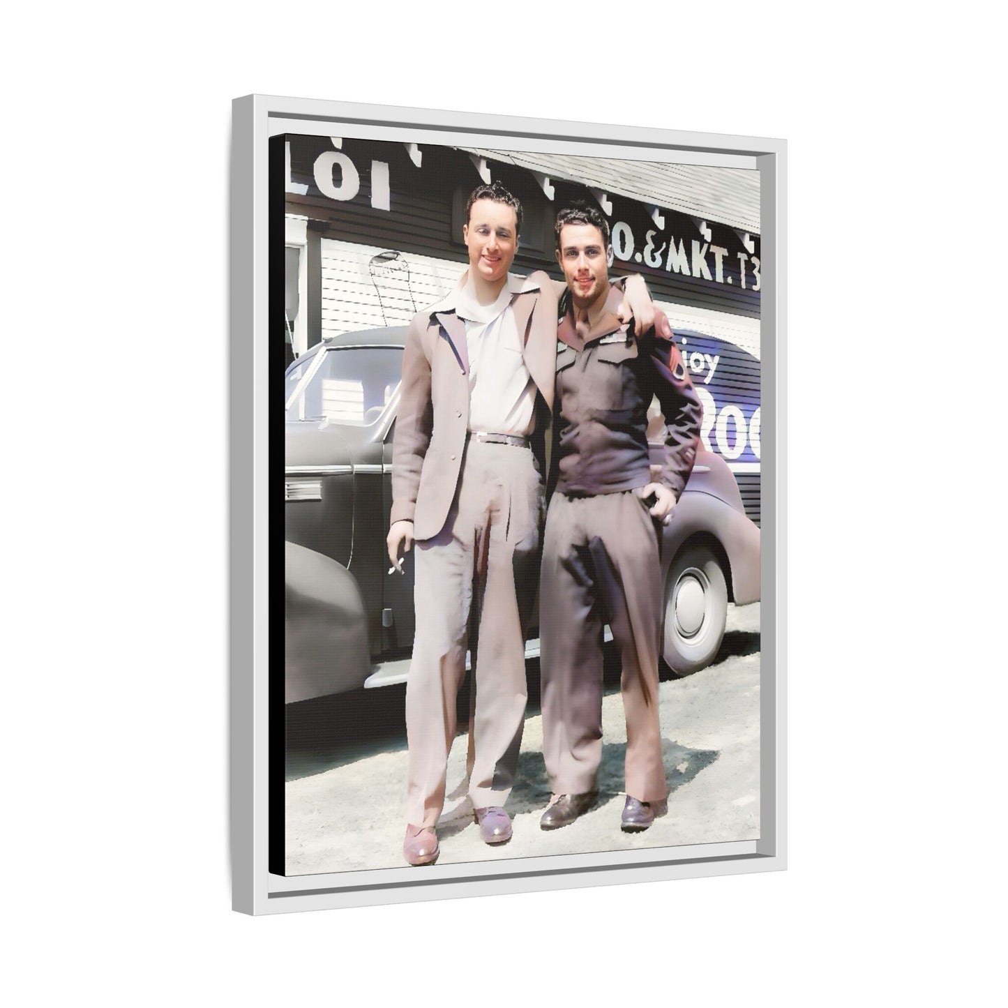 Donald & Philip - 1940s Vintage Gay Couple Photo | Restored Framed Canvas Art | Eugene Oregon History Eugene Oregon